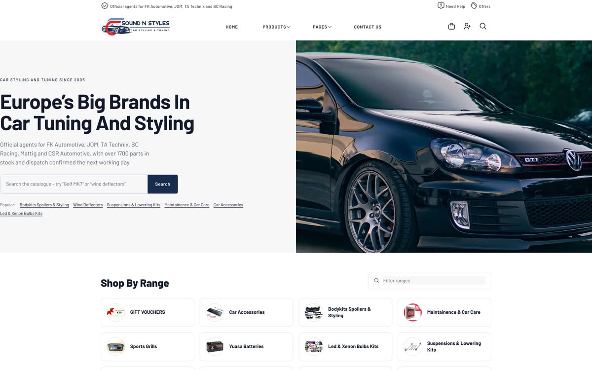 CF Sound N Styles storefront &mdash; car styling and tuning, dark hero product photography.