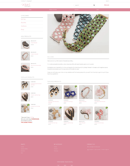 Example UK jewellery shop on Freewebstore